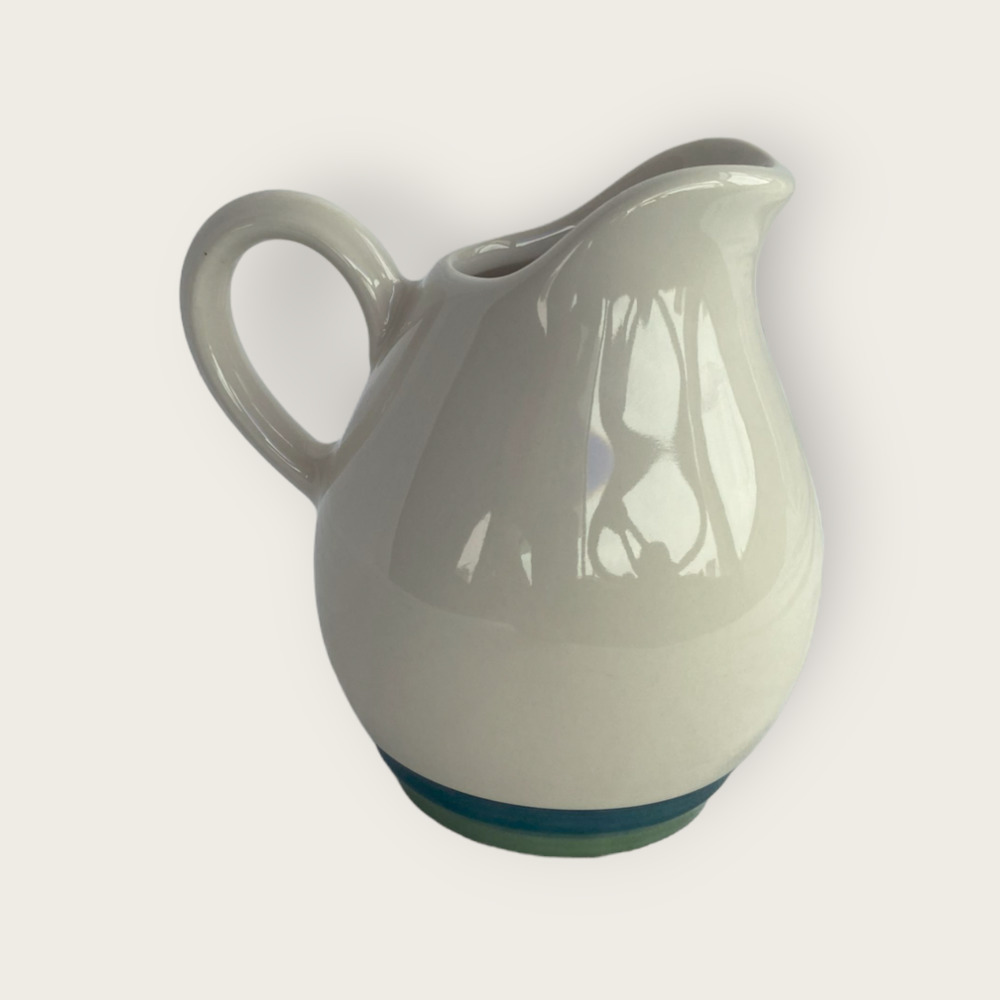 Pfaltzgraff Ocean Breeze Creamer Small Pitcher Blue Green Teal Bands Vintage VTG